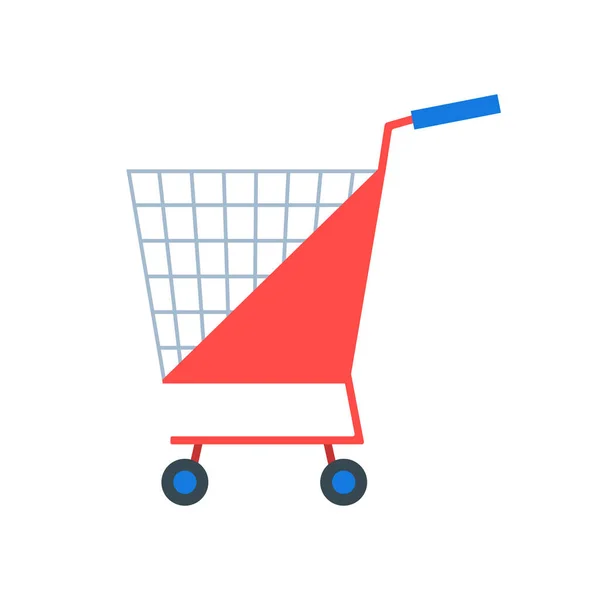 Carrito de la compra o tienda carrito de supermercado cestas vector plano aislado icono . — Vector de stock