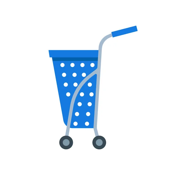 Carrito de la compra o tienda carrito de supermercado cestas vector plano aislado icono . — Vector de stock