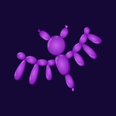 Hayvan yarasa balonları. Beyaz arka planda izole edilmiş mutlu çocuklar için vektör balon hayvanları. Parti illüstrasyonu için oyuncak balon.