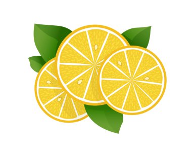 Beyaz arka planda limon dilimi vektör çizimi. Taze ekşi limon ikonu. Logo tasarımı