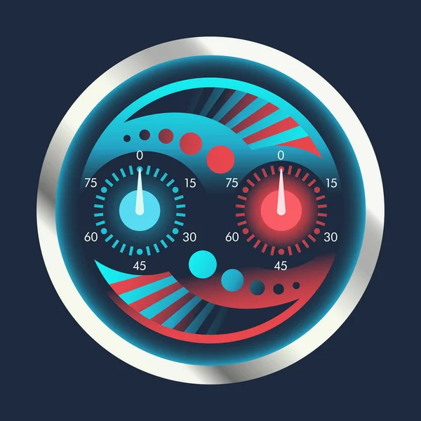 Isolated speedometers for dashboard. Device for measuring speed and futuristic speedometer, technology gauge with arrow or pointer for vehicle panel, web download speed sign — Stock Vector