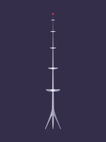 Torre inalámbrica. Tv radio red de comunicación por satélite antena señal vectorial imágenes. Torre de comunicación. Radiodifusión celular tv radio inalámbrica antena satélite construcción — Archivo Imágenes Vectoriales