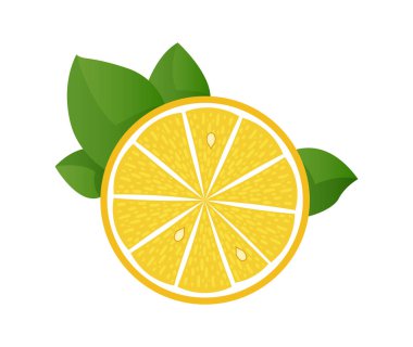 Beyaz arka planda limon dilimi vektör çizimi. Taze ekşi limon ikonu. Logo tasarımı
