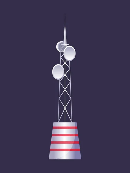無線塔だテレビラジオネットワーク通信衛星アンテナ信号ベクトル写真。通信塔だセルラー放送テレビ無線アンテナ衛星建設 — ストックベクタ