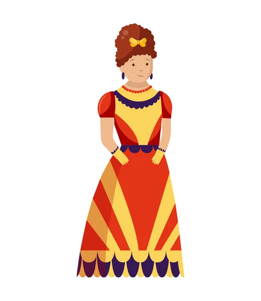 Αναγέννηση ρούχα διάνυσμα γυναίκα χαρακτήρα σε μεσαιωνική μόδα vintage φόρεμα. Ιστορική βασιλική απεικόνιση ρούχων. Μπαρόκ άνθρωποι σε καλλιτεχνική ενδυμασία ύφασμα απομονώνονται σε λευκό φόντο — Διανυσματικό Αρχείο