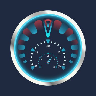 Gösterge paneli için izole hız göstergeleri. Hız ve gelecekteki hız göstergesini ölçmek için aygıt, araç paneli için ok veya işaretli teknoloji göstergesi, ağ indirme hız işareti