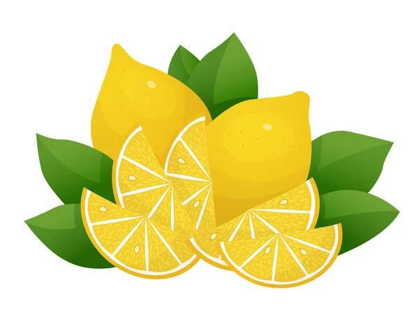 Illustration vectorielle de tranche de citron sur fond blanc. Icône citron aigre frais. Conception de logo — Image vectorielle