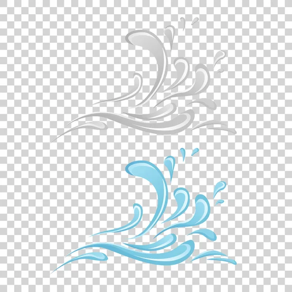 Νερό και πτώση εικονίδιο - μπλε κύμα και splashe νερό, κυματιστό σύμβολο της φύσης σε κίνηση διάνυσμα Εικόνες. — Διανυσματικό Αρχείο