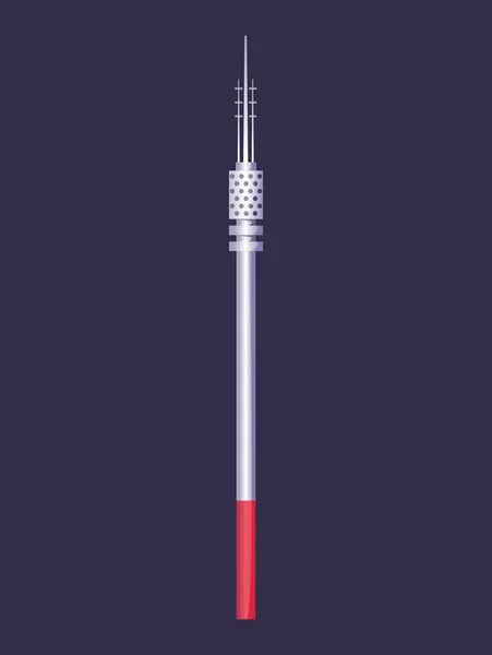 Torre inalámbrica. Tv radio red de comunicación por satélite antena señal vectorial imágenes. Torre de comunicación. Radiodifusión celular tv radio inalámbrica antena satélite construcción — Vector de stock