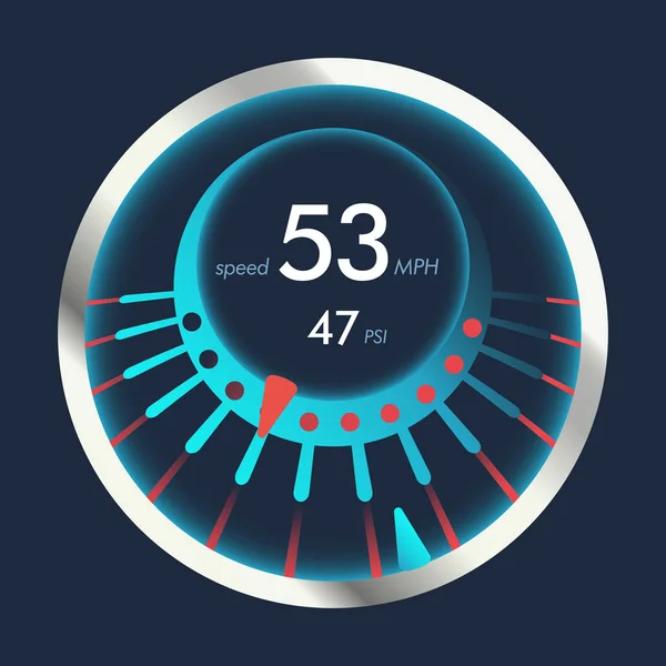 ダッシュボード用の独立した速度計。速度および将来の速度計、車両パネル用の矢印またはポインタを備えた技術ゲージ、ウェブダウンロード速度サインを測定するためのデバイス — ストックベクタ