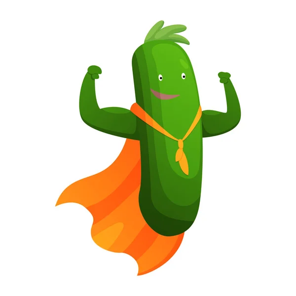 Vector personaje de dibujos animados vegetales de expresión de superhéroe. Divertido personaje de squash. Dieta vegetariana. Aislado sobre fondo blanco — Archivo Imágenes Vectoriales