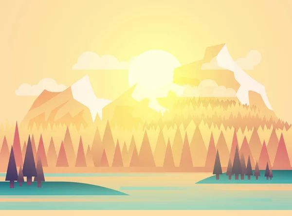Vektor Illustration der schönen Felder Landschaft mit einer Morgendämmerung, gelbe Hügel, helle Farbe Himmel, Hintergrund in flachen Cartoon-Stil — Stockvektor