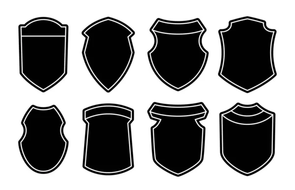 Ensemble de boucliers sombres vides vides. Formes de badge noir. Bannière héraldique vintage formes design. Bordures de style rétro, cadres, étiquettes — Image vectorielle