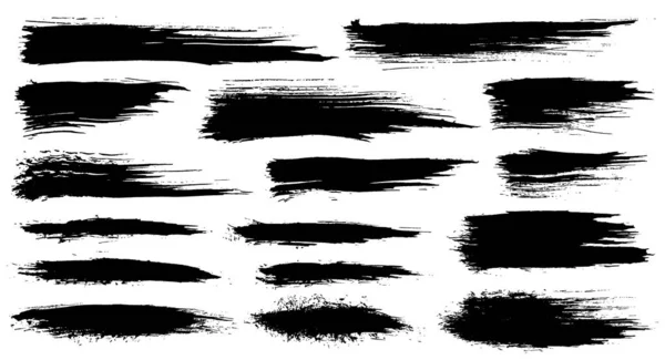 Vector set of grunge artistic brush strokes, brushes. Creative design elements. Grunge watercolor wide brush strokes. Black collection isolated on white background — ストックベクタ