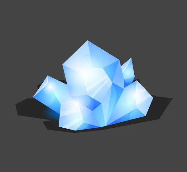 Kristal taş ya da mücevher ve mücevher için değerli taş. Yansıması olan basit bir kristal sembol. Oyunlar için karikatür simgesi. İzole edilmiş Vektör. Mavi — Stok Vektör