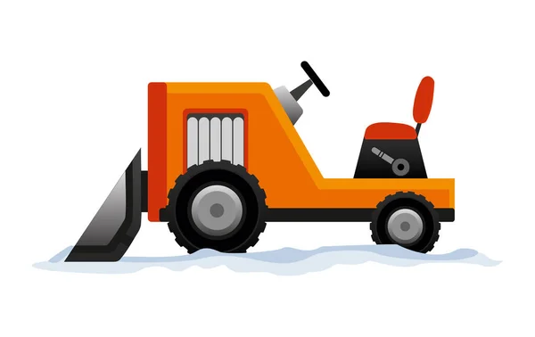 Heavy Equipment limpa a estrada da neve. A estrada funciona. Equipamento de arado de neve isolado no fundo branco. Escavadeira bulldozer snowblower transporte — Vetor de Stock