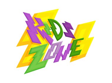 Çocuklar için renkli afişler. Çocuk oyun odası için poster. Çocuksu oyun alanı için parlak bir dekorasyon. Çocukların oyun odası dekorasyonu için renkli mektuplar. İzole edilmiş arkaplanda yazma