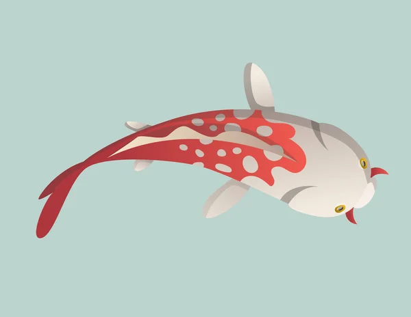 Pesce tranquillamente galleggiante. Koi pesce vettore illustrazione carpa giapponese, koi orientale colorato in Asia. Pesce rosso cinese, pesca tradizionale isolata sullo sfondo — Vettoriale Stock