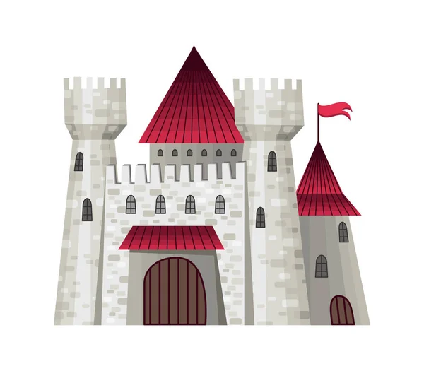 Bonito castelo de contos de fadas. Ilustração vetorial com gradientes simples. As fachadas das fortalezas. Ilustração vetorial — Vetor de Stock