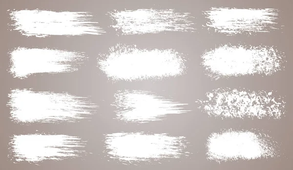 Vektor-Set von Grunge künstlerische Pinselstriche, Pinsel. Kreative Gestaltungselemente. Grunge Aquarell breite Pinselstriche. White Collection isoliert auf weißem Hintergrund — Stockvektor