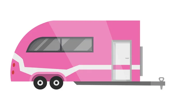 Flat vector classic camper trailer. Recreational vehicle. Home on wheels. Comfort Caravan van for RV Family trip to nature. Vector illustration for web design or print — Stock Vector