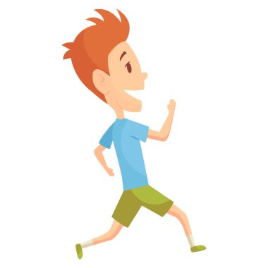 Fitness sporu. Çocuk poz veriyor ve jimnastik yapıyor. Komik renkli çizgi film karakteri. Çocuklar için sevimli jimnastik ve sağlıklı yaşam tarzı spor illüstrasyonu. Vektör mutlu çocuk kondisyonu