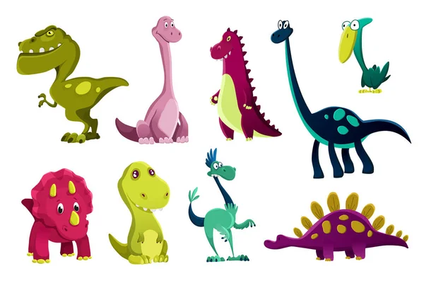 Набор детей динозавров, милый отпечаток. Милые динозавры. Прикольная маленькая иллюстрация к детской футболке, детскому празднику, приглашению, простому скандалу и детскому дизайну — стоковый вектор