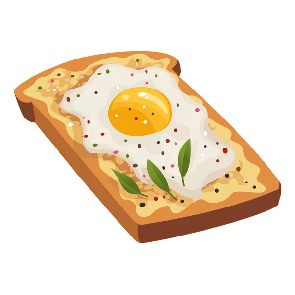 Huevo revuelto de dibujos animados en rebanadas de pan frito con condimentos. Alimento saludable dieta orgánica. Mejor desayuno. Comida rápida — Vector de stock