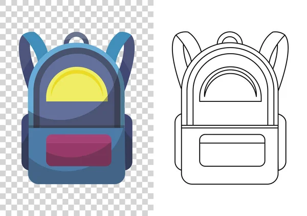 Детский рюкзак. Цветная школьная сумка. Образование и учеба, значок рюкзака. Экстравагантная студенческая сумка. Рисунок и векторная иллюстрация цветового стиля на прозрачном фоне — стоковый вектор