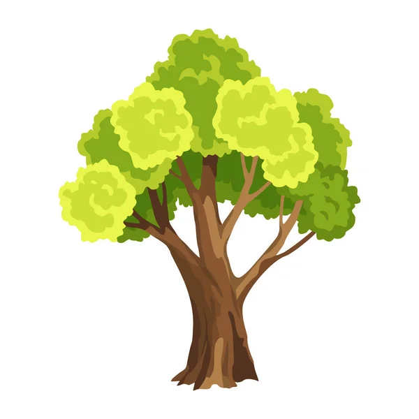 绿叶树。抽象格式化树。水彩树叶。自然例证 — 图库矢量图片