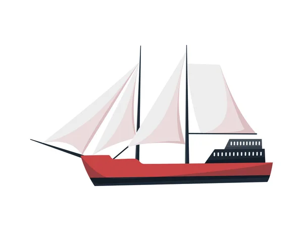 Yacht sailboat or sailing ship, sail boat marine. Cruise travel company. Vector icon — Stock Vector