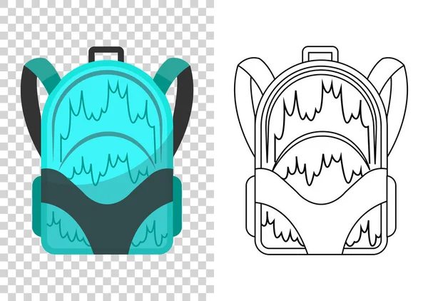 Colorida mochila escolar. Educación y estudio, icono de la mochila. Extravagante mochila estudiantil. Bolso escolar para niños. Dibujo e ilustración vectorial de estilo de color sobre fondo transparente — Archivo Imágenes Vectoriales