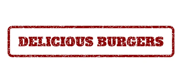 Delicious Burgers Rubber Stamp — Stock Vector