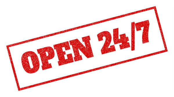 Open 24-7 Rubber Stamp