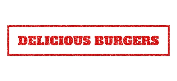 Delicious Burgers Rubber Stamp — Stock Vector