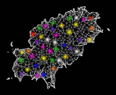 Ibiza Adasının Parlak Işıklı Ağ Haritası