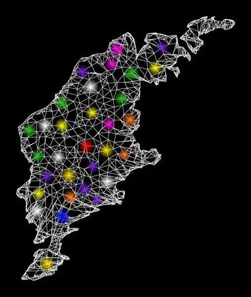 Mappa della cornice web dell'isola di Gotland con punti luce colorati — Vettoriale Stock