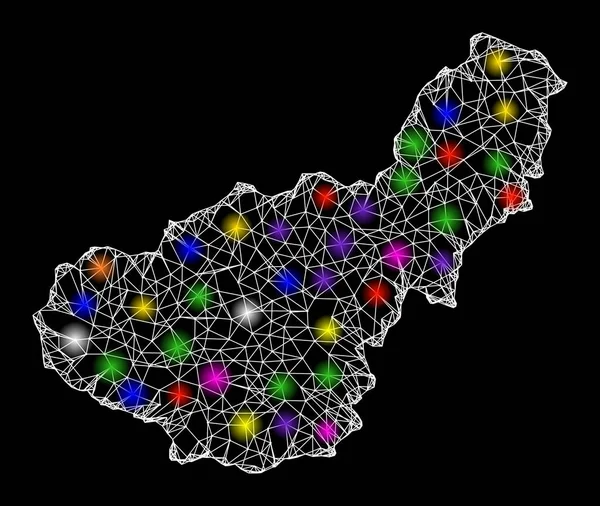 Mapa Web de la Provincia de Granada con puntos de luz de colores — Vector de stock
