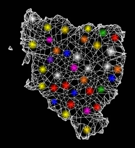 Χάρτης ιστού της επαρχίας Hueska με φωτεινές κηλίδες φωτός — Διανυσματικό Αρχείο