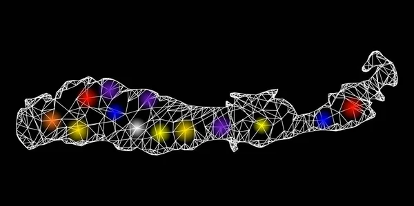 Web Carcass Χάρτης της Ινδονησίας - Flores Island with Shiny Light Spots — Διανυσματικό Αρχείο