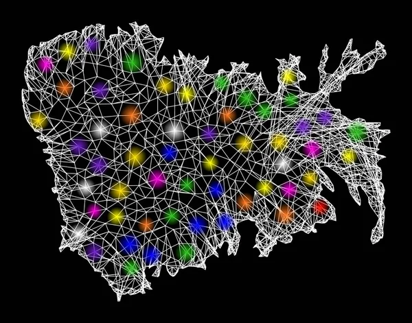 Web Netwerk Kaart van Nuku Hiva Eiland met kleurrijke lichte vlekken — Stockvector