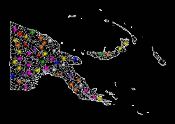 Карта Папуа - Новая Гвинея с блестящими пятнами — стоковый вектор