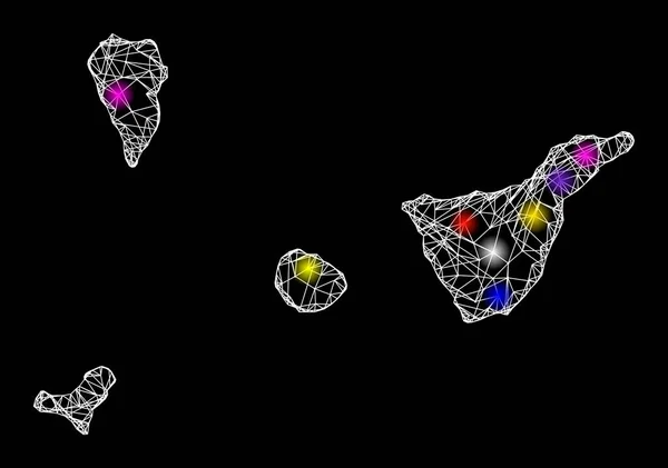 Web 2D Χάρτης της επαρχίας Santa Cruz De Tenerife με πολύχρωμες φωτεινές κηλίδες — Διανυσματικό Αρχείο