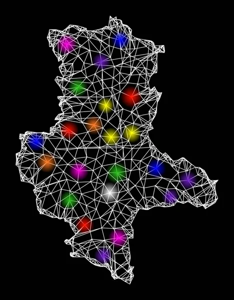 Mappa web 2D dello stato di Sassonia-Anhalt con punti luce colorati — Vettoriale Stock