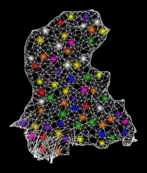 Mapa Web 2D de la provincia de Sindh con puntos de luz brillantes — Archivo Imágenes Vectoriales
