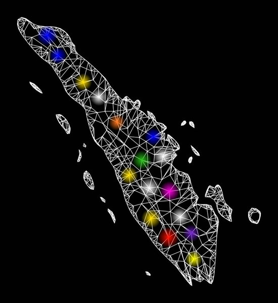 Web 2D Map of Sumatra Island with Shiny Light Spots