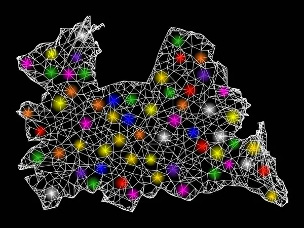 Mapa Web 2D de la provincia de Utrecht con puntos de luz brillantes — Archivo Imágenes Vectoriales