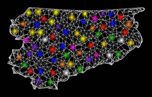 Parlak Işık Noktaları ile Warmia-Masuria Eyaletinin Web Karkas Haritası