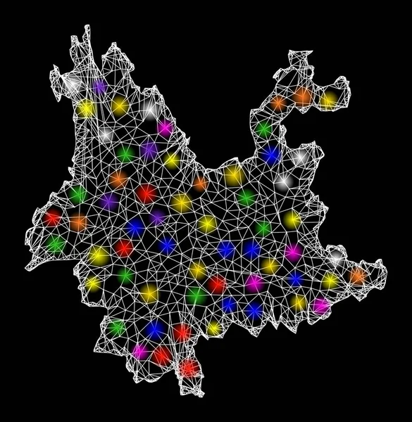 Карта провинции Юньнань с блестящими пятнами — стоковый вектор