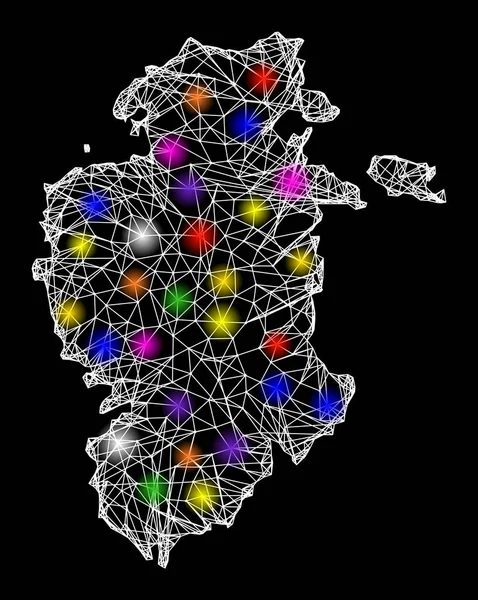 Mapa Web de la Provincia de Burgos con puntos de luz de colores — Vector de stock